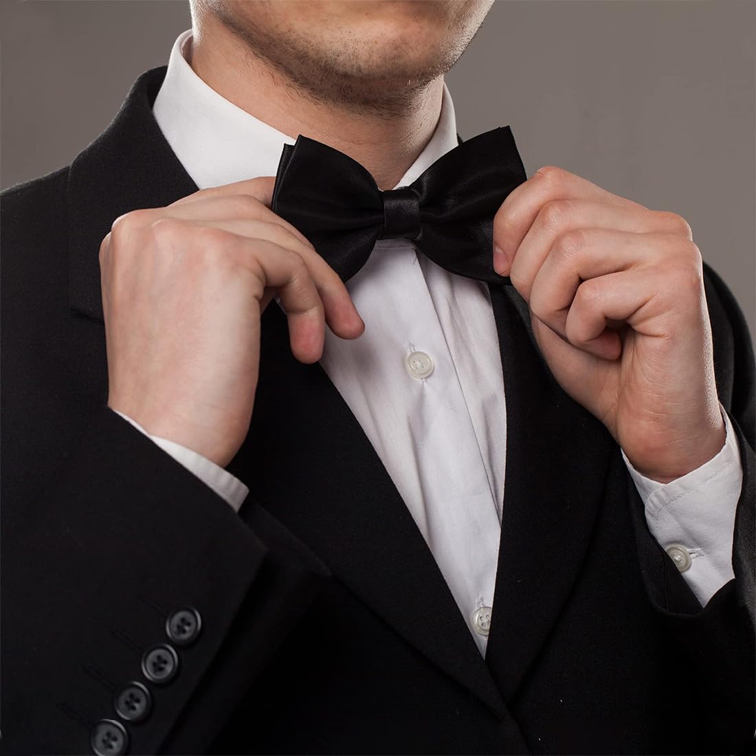 Papillon Uomo Regolabile - 2 Pezzi Nero Pre-annodati Per Matrimoni E Feste - Foto 8