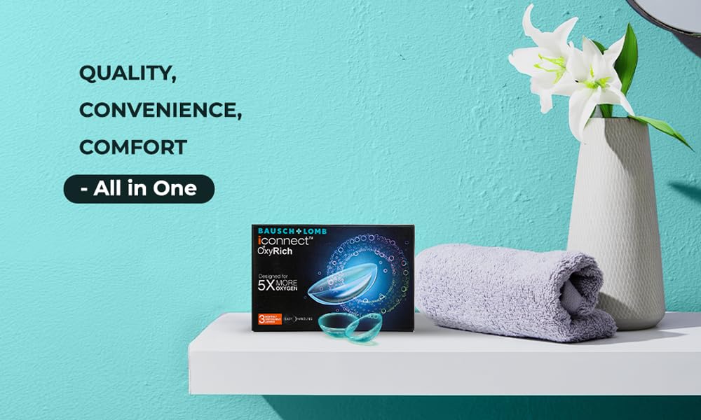 Bausch & Lomb Iconnect Oxyrich Contact Lens - Spherical | Monthly Disposable | Silicone Hydrogel Material | (0, Pack of 3) - Image 5 thumbnail