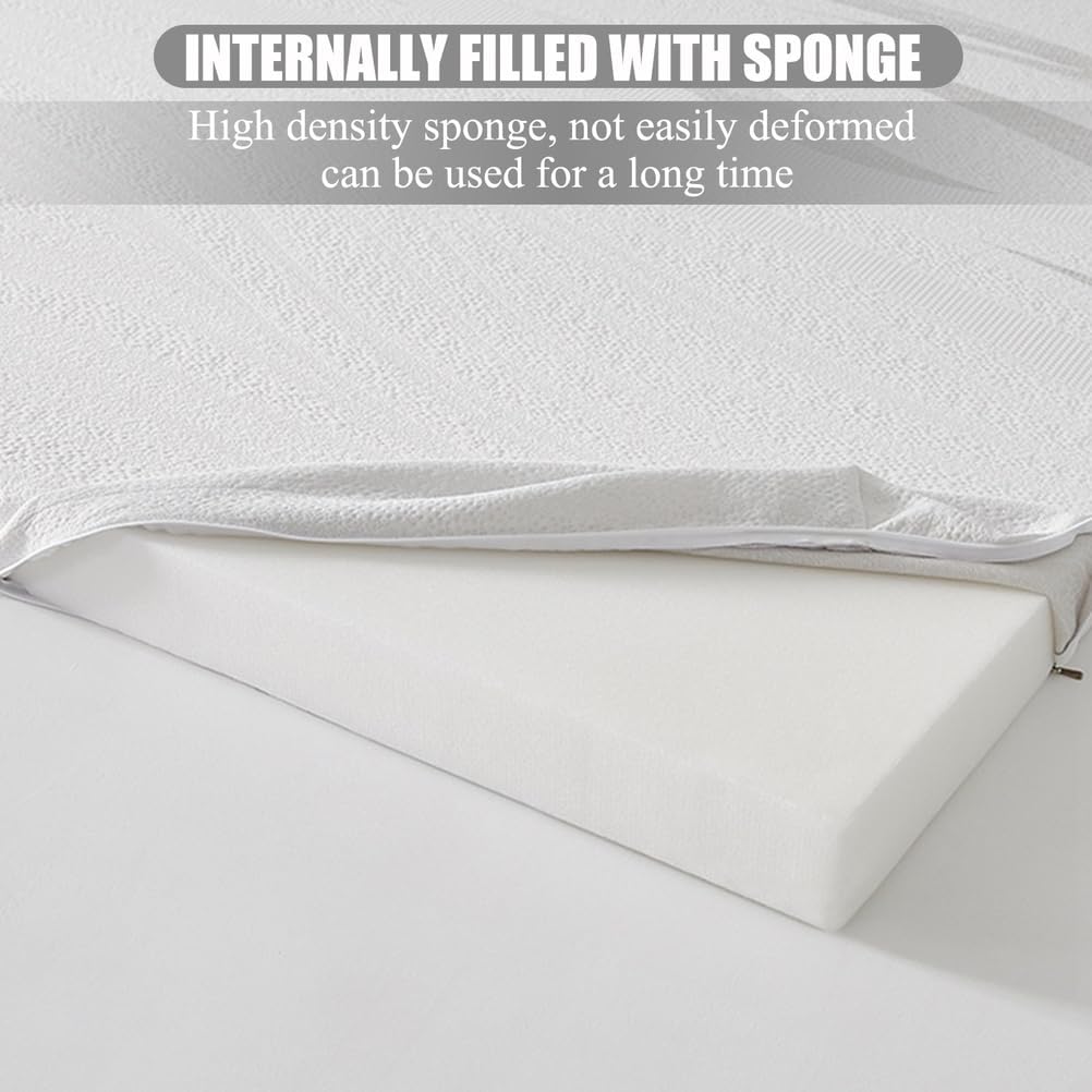 White,90 * 190cm, Floor Futon Mattress 6cm High Density Sponge Roll Up Japanese Floor Mattress Topper Sleeping Mattress Pad with Breathable&Removable Cover for Dormitory Camping Mattress