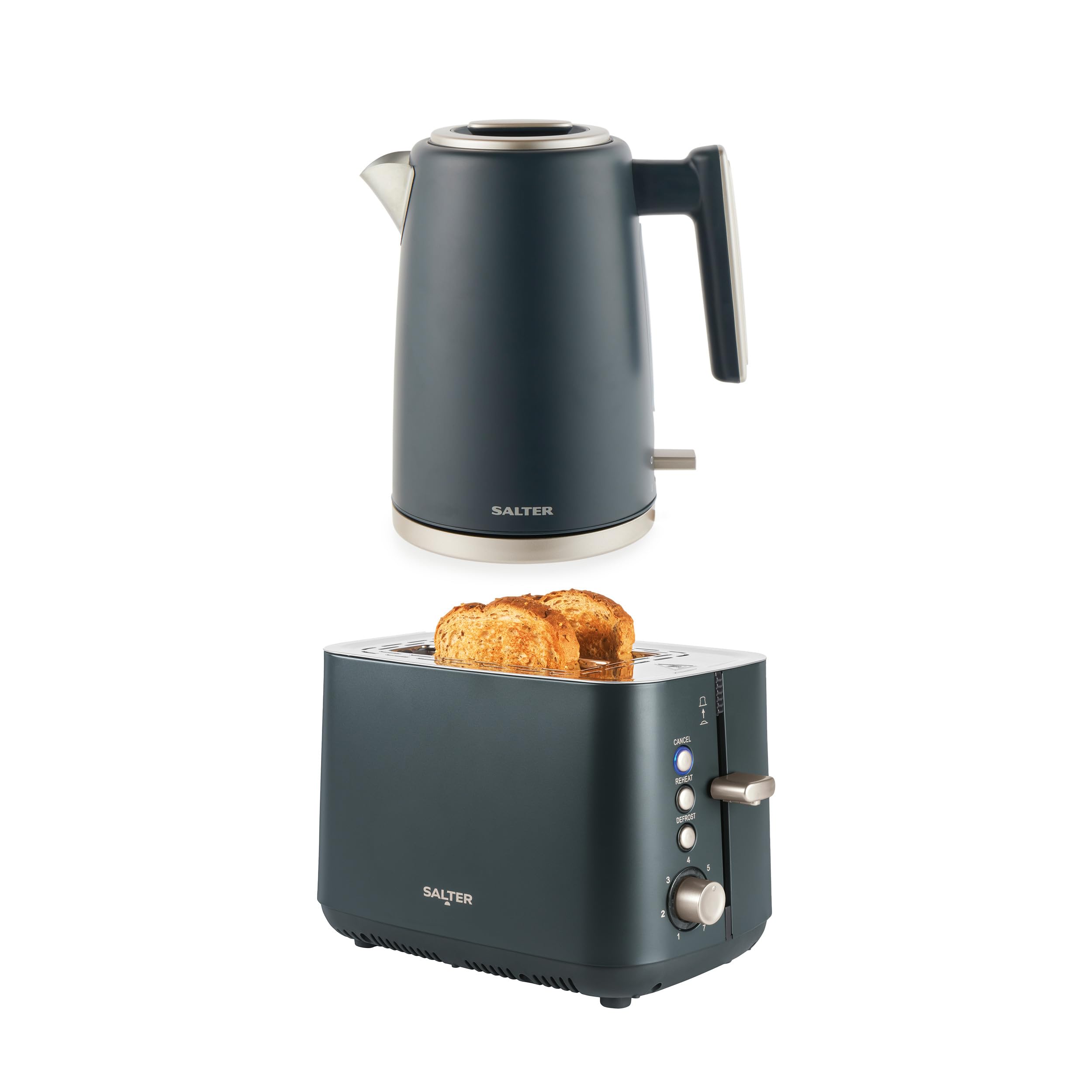 Salter Marino Kettle & Toaster Set – 3KW Rapid Boil Kettle with Limescale Filter & Auto Shut-Off/Boil Dry Protection, 925W 2-Slice Toaster with High-Lift Eject, Defrost/Reheat/Cancel & Crumb Tray — image 1