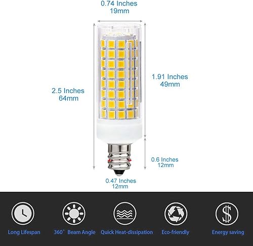 Miniatura 3 de Treie Bombilla LED de maíz E12 de 10 W (paquete de 4) E12 regulable equivalente a 100 W, 1000 lúmenes, 3000 K, bombillas de araña decorativas, base