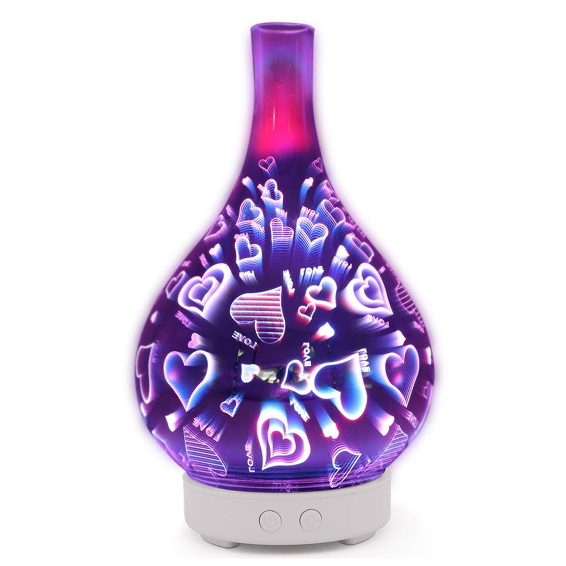 3D humidificateur de table en verre avec éclairage indirect et lumière colorée Diffuseur arôme aromatique purificateur d'air espace bureau médical