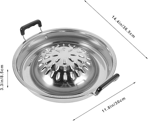 Miniatura 3 de Didiseaon Sartén coreana para barbacoa tailandesa Shabu, bandeja de acero inoxidable para parrilla, para acampar, barbacoa, para verduras, ajo,