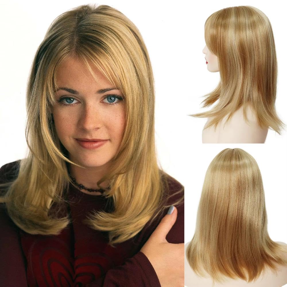 Haarpflege Blonde Mittellange Schulterlange Glatte Haarperücke Für Frauen Tägliche Party Cosplay