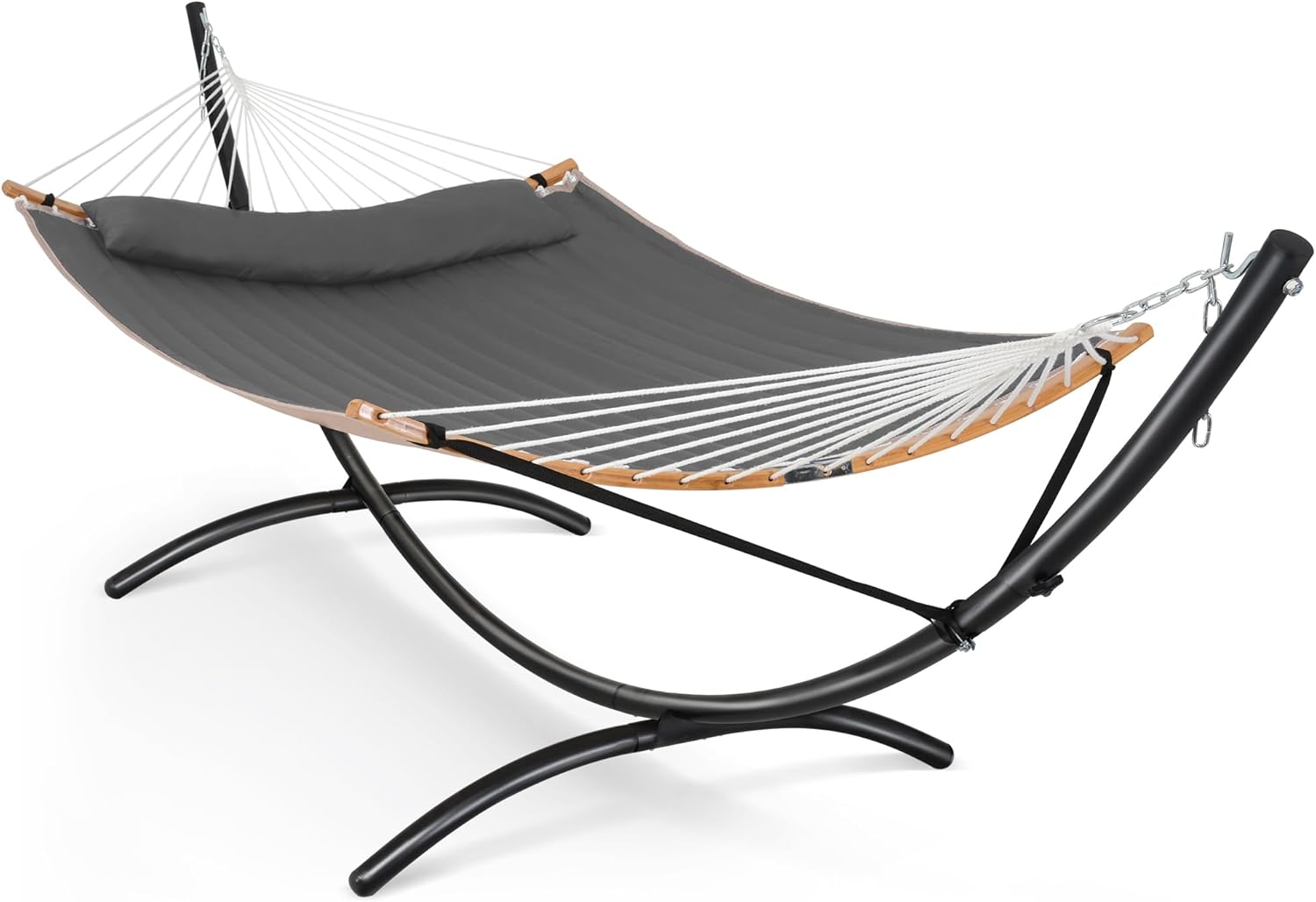 SUNCREAT Hammocks Standing Patio Hammock, Portable Hammock with Stand Foldable, Patent Pending, Dark Gray