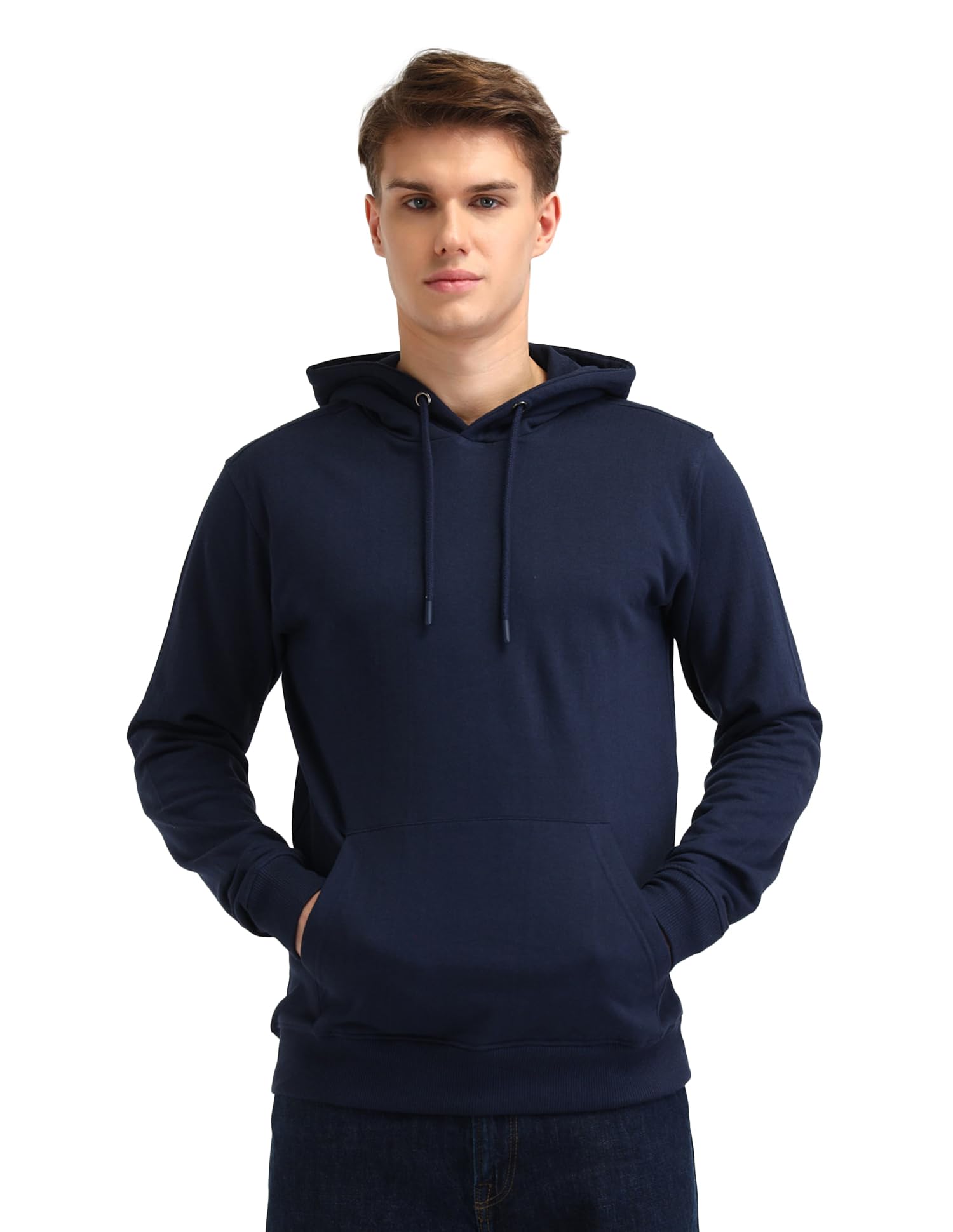 arvind Slim Fit Solid Hoodie Sweatshirt-picture-15
