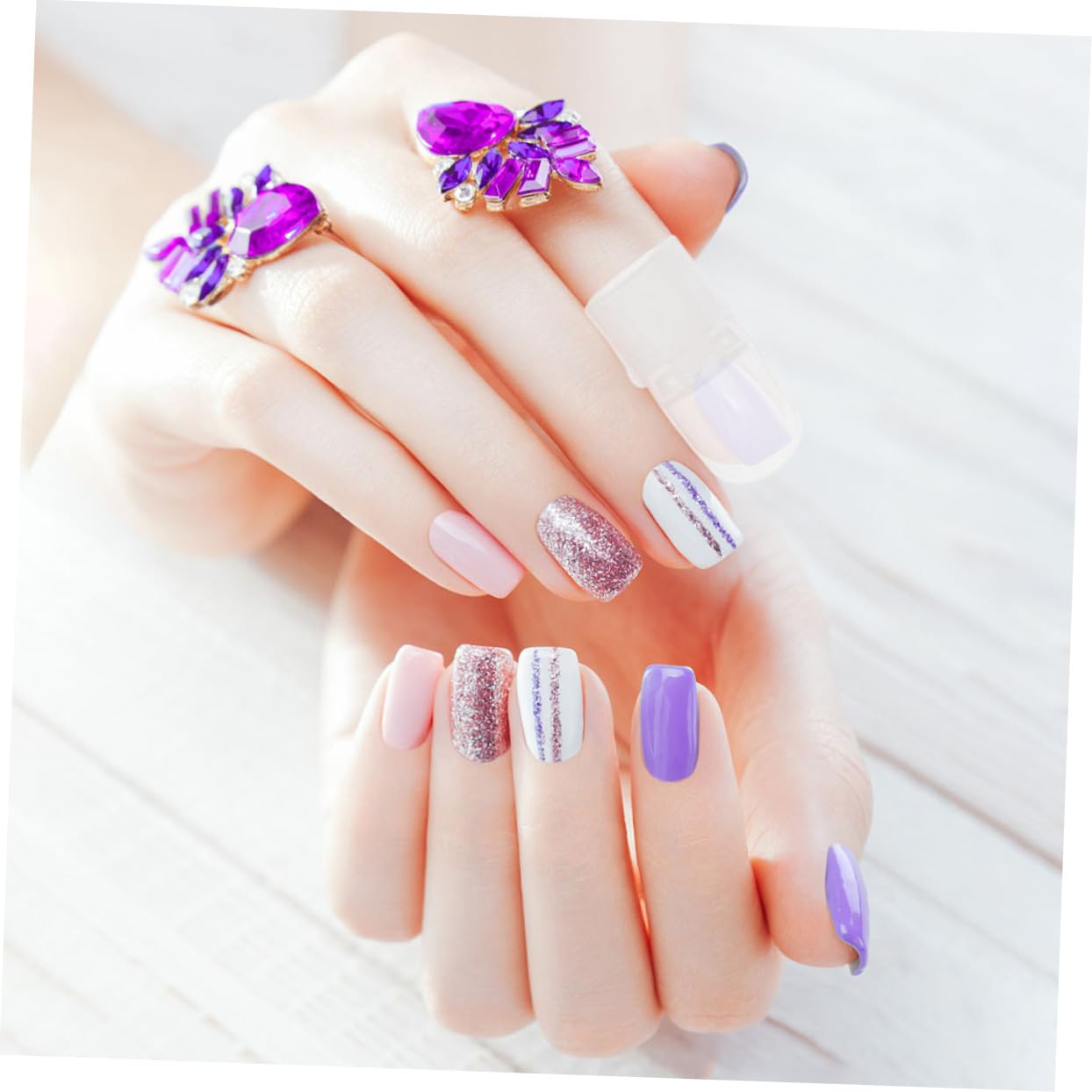 VICASKY 30pcs Nail Polish Varnish Cover Armor Removal Tool Nail Tips Half Cover for Women