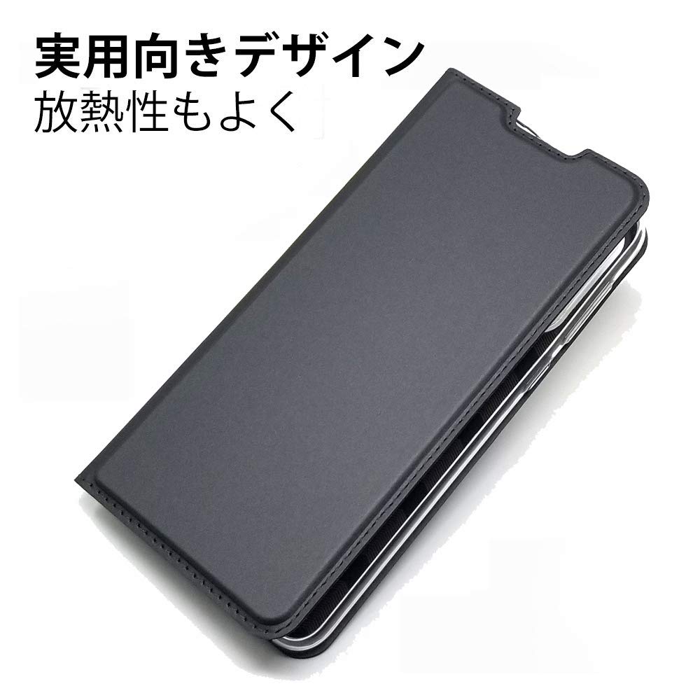 Amazon.co.jp: Magnetic Leather Smartphone Case with Slots, blk