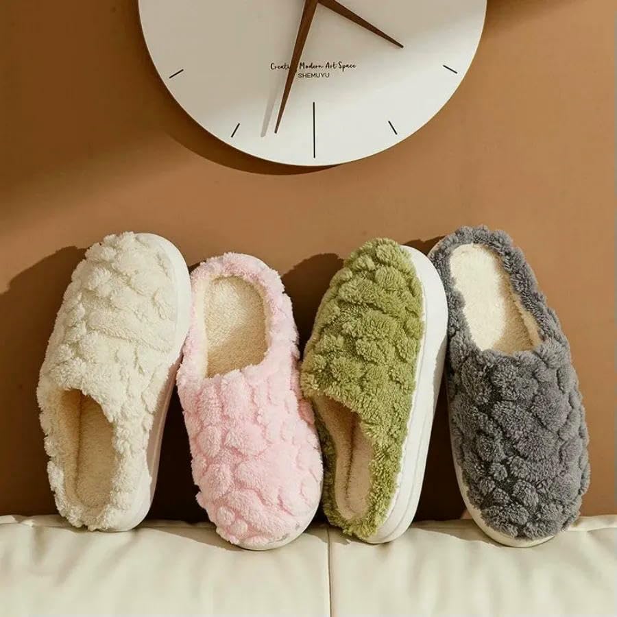 Slippers Winter Cotton Shoes For Women Cute Thick-Soled Warm Plush Slippers Couple Home Flat Shoes4