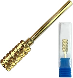Beauticom 3/32" USA Safety Nail Carbide Bit - Small/Large Barrel Cylindrical Bit for Electric Dremel Drill Machine (CB-3XC Gold (Small))