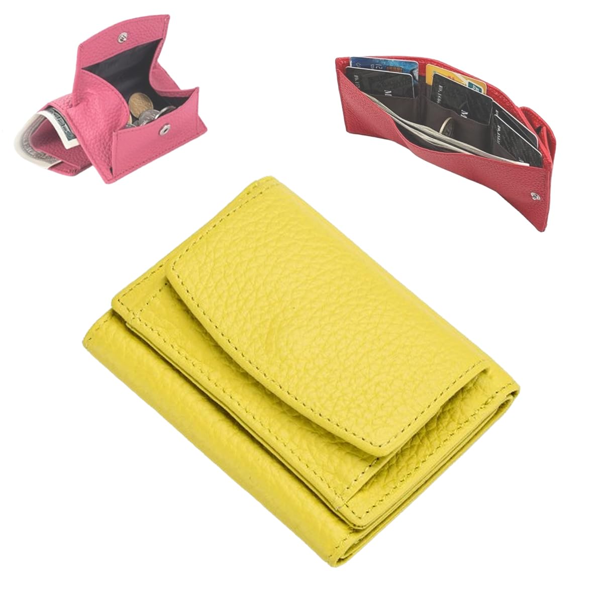 Generic 2024 New Genuine Leather Rfid Blocking Card Holder Organizer Pocket Mini Wallet,Anti-Credit Card Fraud Folding Mini Wallet (F)