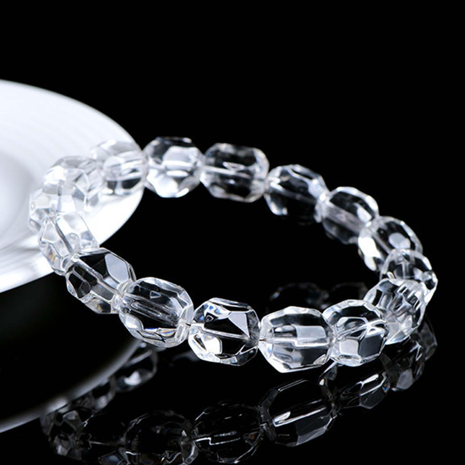 Pulsera de Cuentas de Corte facetado de Cuarzo Transparente