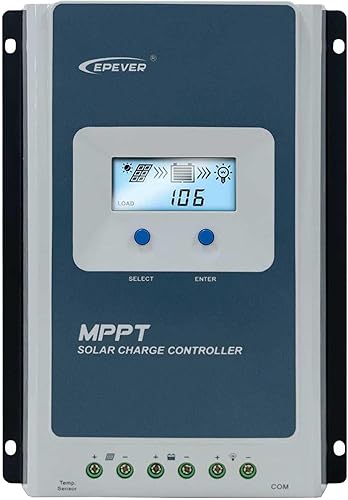 EPEVER Controlador de carga solar MPPT de identificación automática de 40A 1224 con control remoto (MT50) de pantalla LCD, parámetros ajustables y