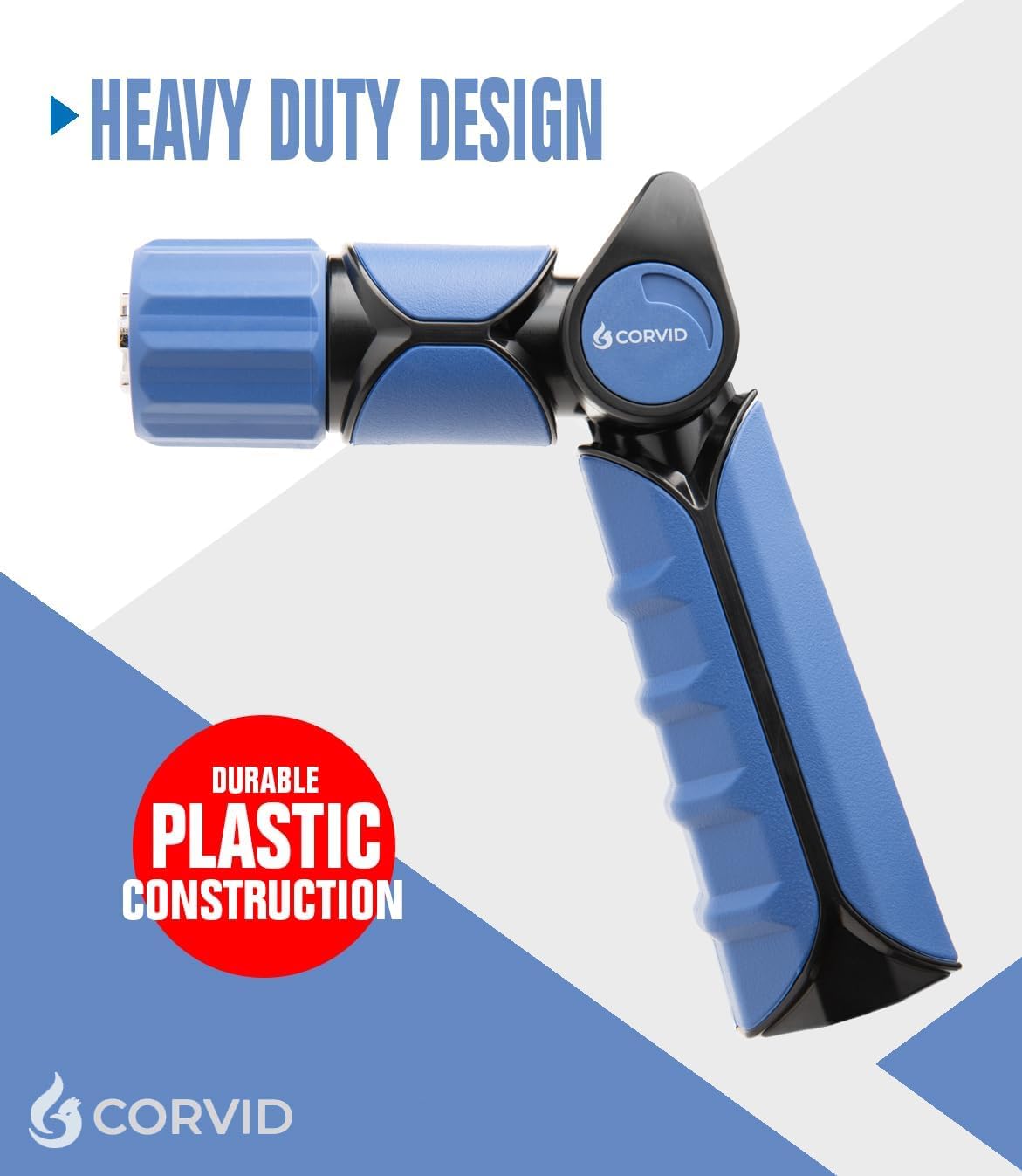 Paquete de 2 boquillas ajustables Corvid con control de pulgar, plástico resistente, duradero, 1 patrón de spray para riego, limpieza y más