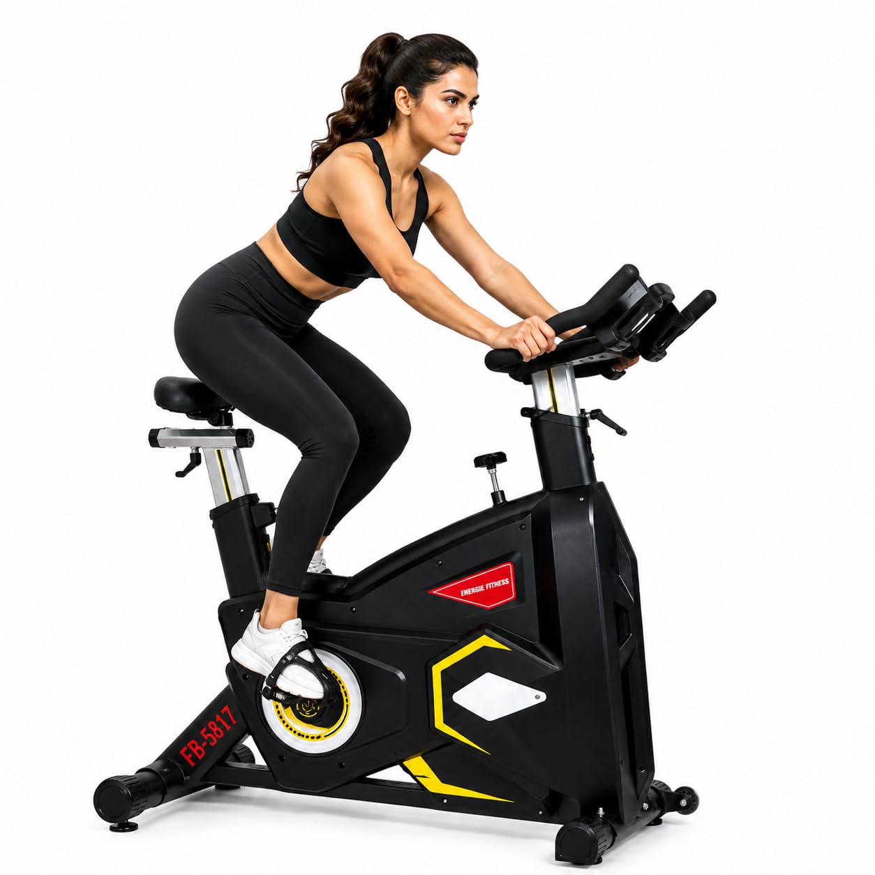 Gym Bike with 26KG Flywheel, Heavy Duty Transformer Spinning bike for Home & Gym, Adjustable Seat & Handlebar Exercise cycle, Friction Resistance, Indoor Cycling Bike 200Kg Capacity (Black)-image-35