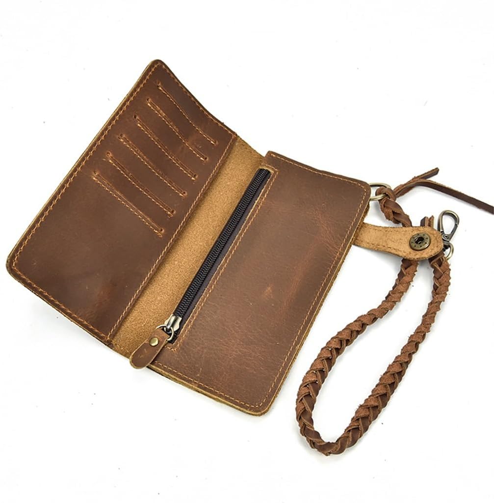 VIDI Europe and The United States Retro Crazy Horse Leather Long Wallet Men's Buckle