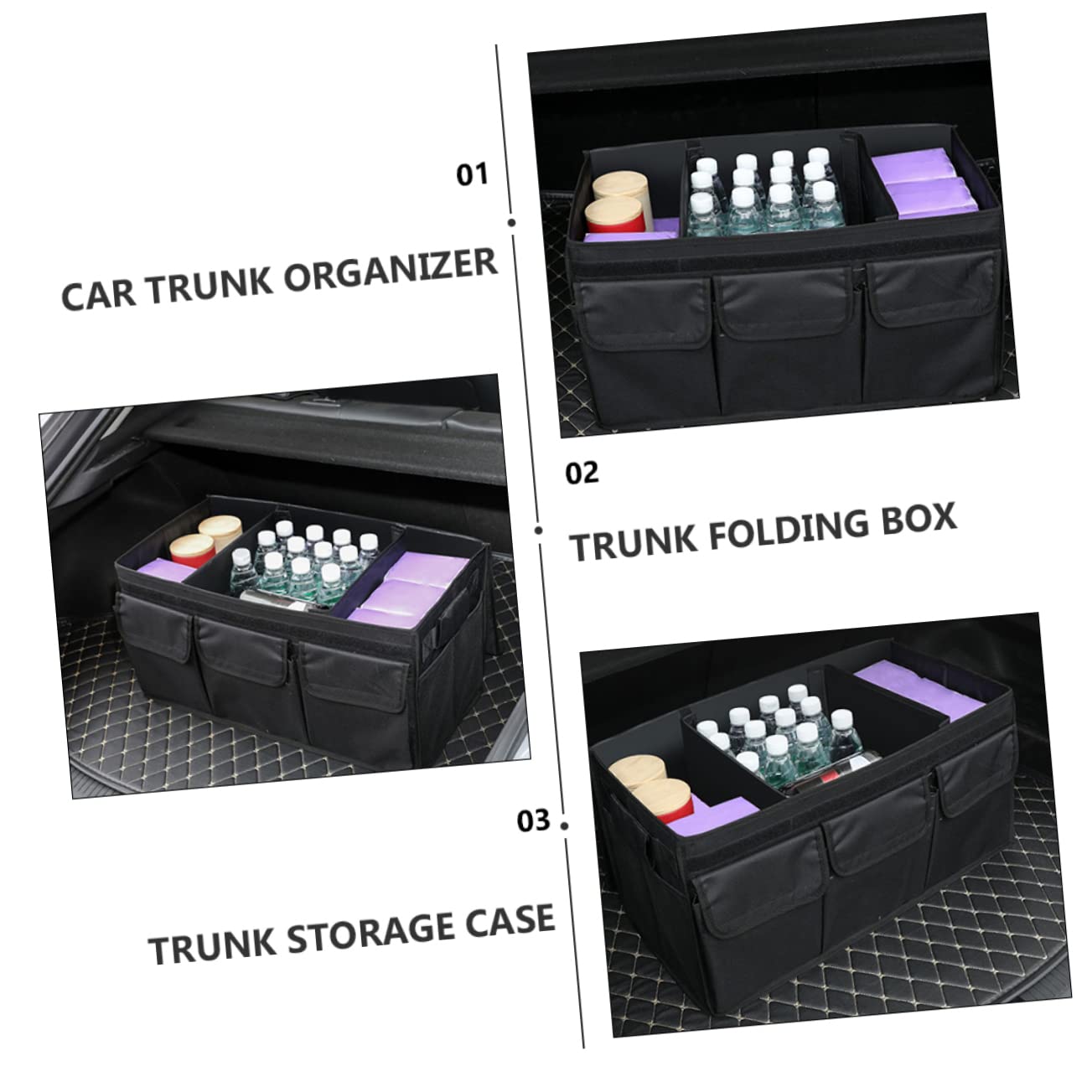 Organizador de Maletero de Coche Caja de Almacenamiento Grande Organizador para Maletero para Viajes y Organización de Equipaje Coche
