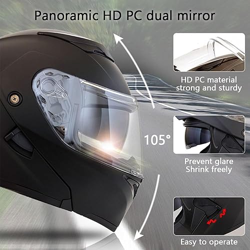 Miniatura 2 de Casco modular Bluetooth para motocicleta, aprobado por DOT, abatible, de cara completa, integrado, antivaho, doble visera, casco para motocicleta de