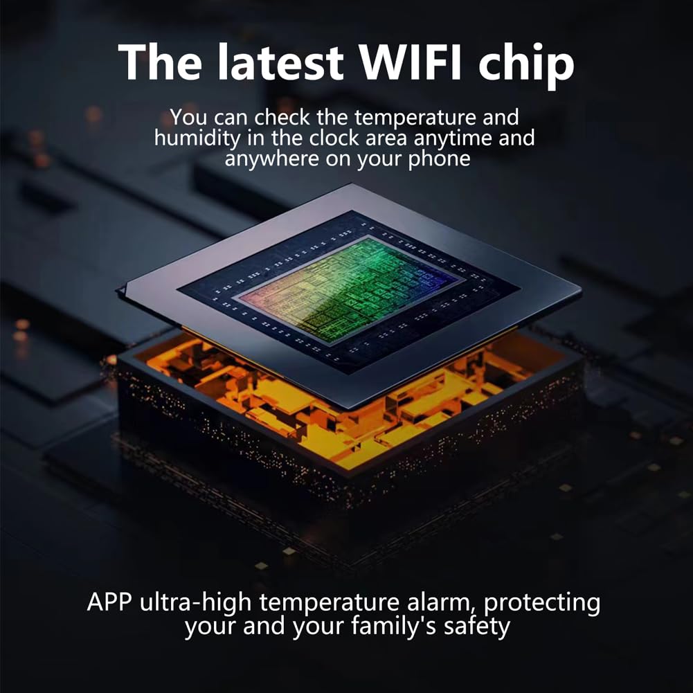 Sonew WiFi - Reloj de escritorio con calendario inteligente, termómetro higrómetro con pantalla LED digital, conexión WiFi, brillo ajustable, visualización remota vía
