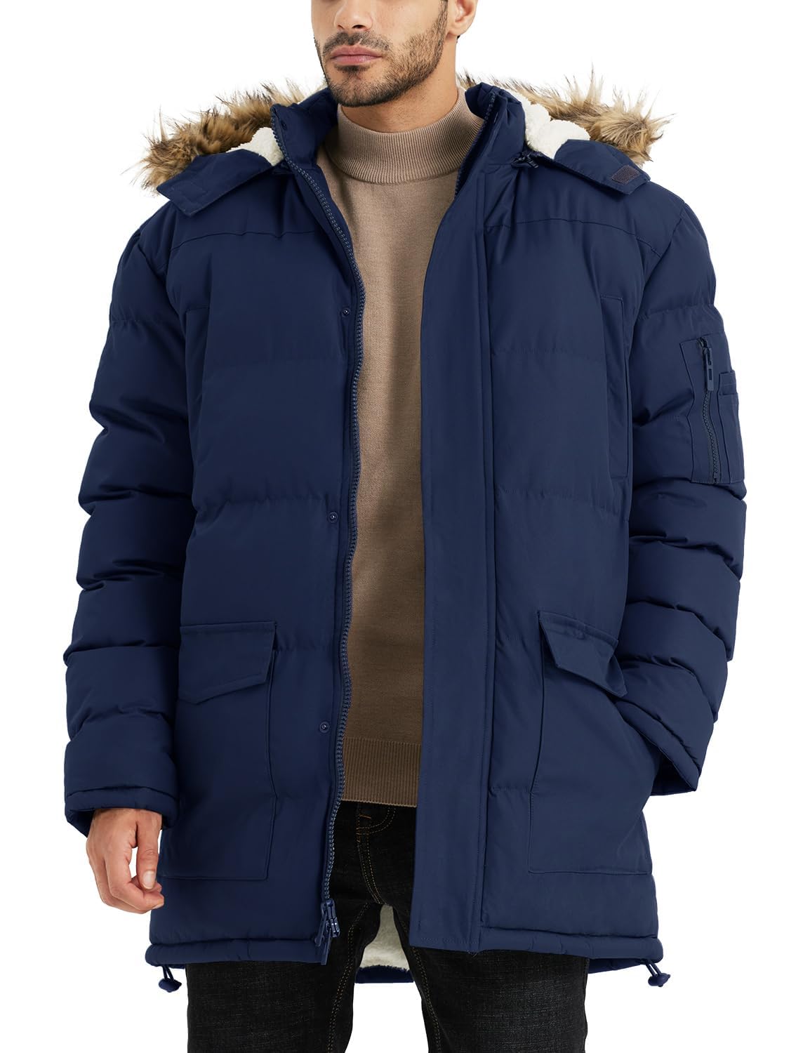 JAWERU Winter Coats For Men Puffy Hooded Parka