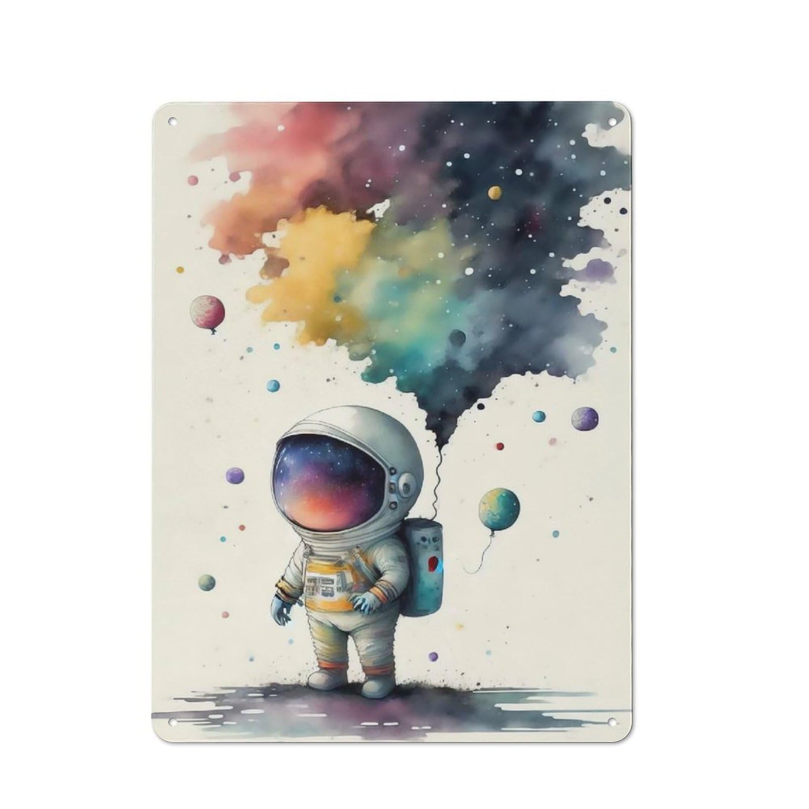 Junmoney Cute Astronaut Dreams Kitchen Metal Sign With Design 40X30cm, Vintage Cafe Wall Decor For Restaurant, Kitchen, Counter Or Breakfast Nook