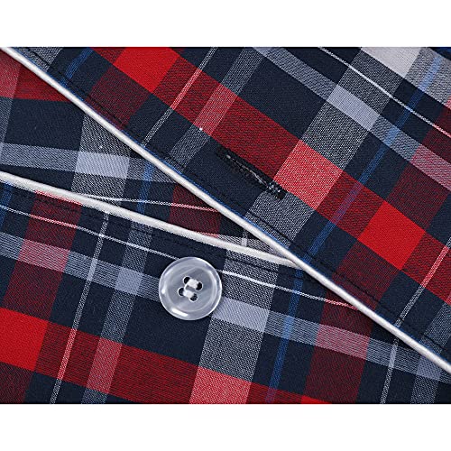 Image of Vulcanodon Mens Cotton Pajama Set Short Sleeve, Button Down Pajama Set for Men Lightweight Men's Sleepwear