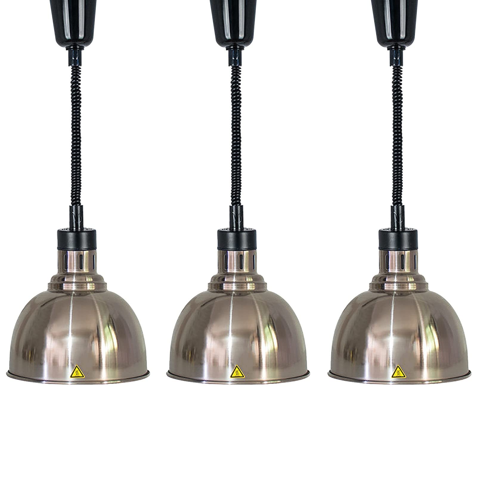 Scaldavivande da buffet in acciaio inox con lunghezza del cavo regolabile, attrezzatura per riscaldamento da cucina commerciale per uso professionale, include 3 lampadine a infrarossi a prova di