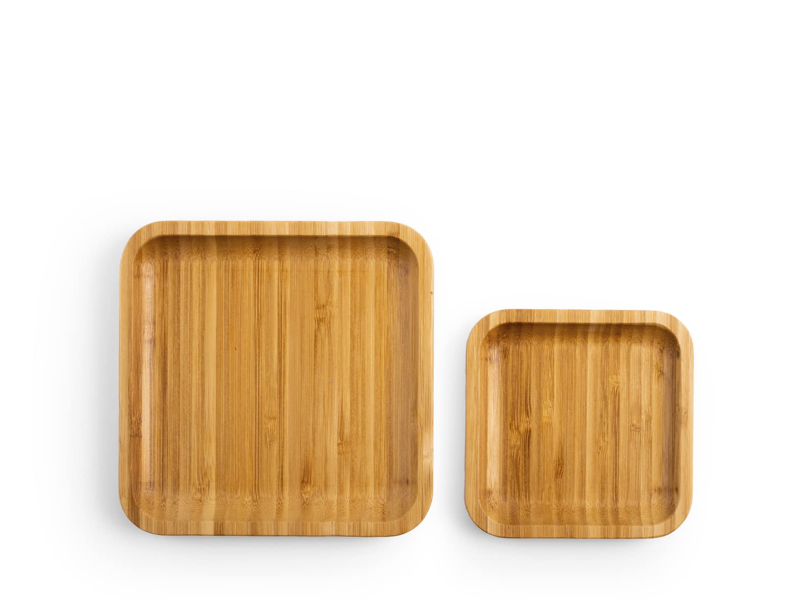 H&H Set 2 Piatti in Bambu' Quadrati, 12/15cm, Antipasto, Vassoi