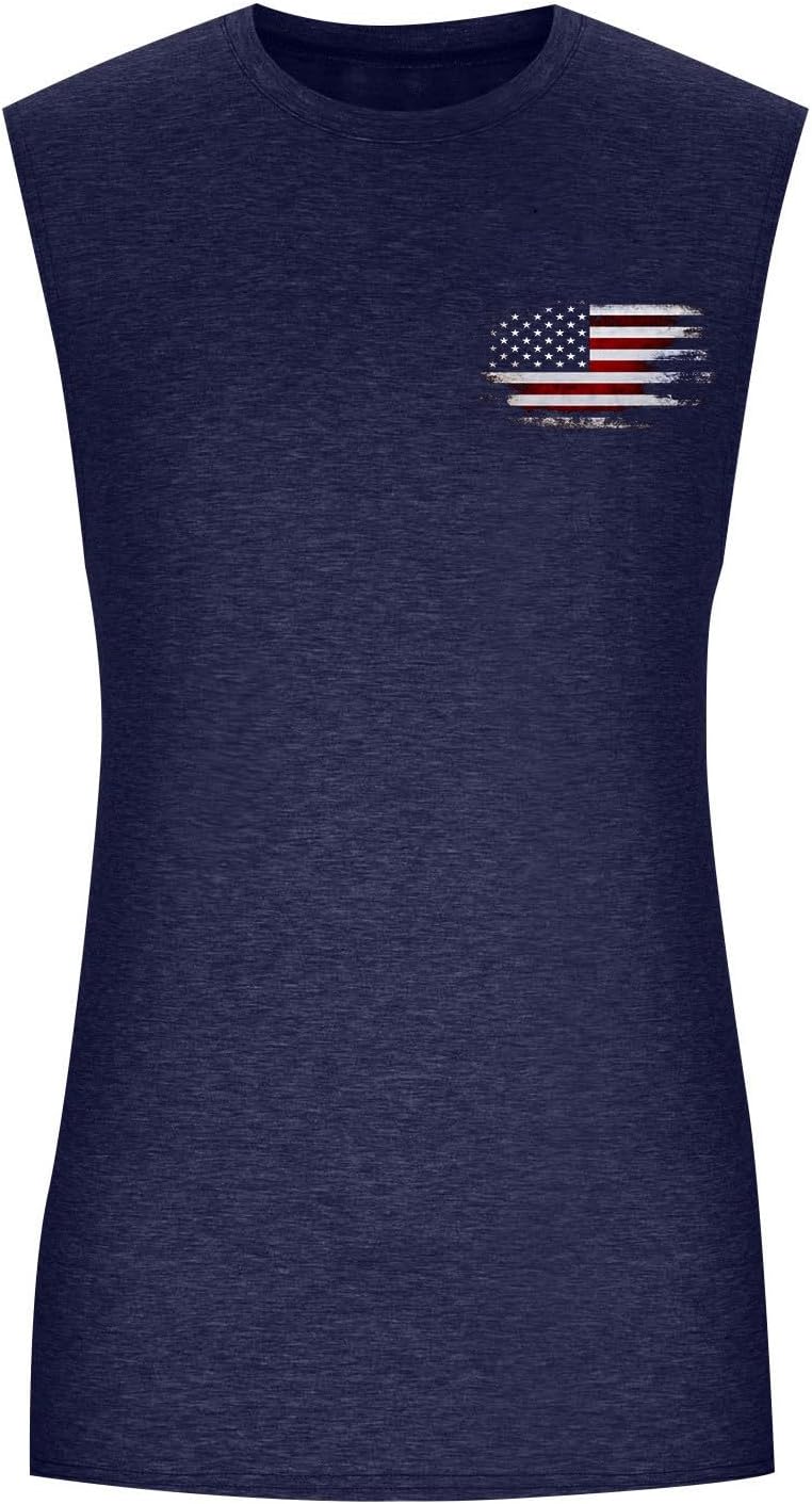 WENKOMG1 Men's USA Tank Tops Sleeveless Flag Print Breathable Gym Workout Tshirt Casual Running, S-3XL