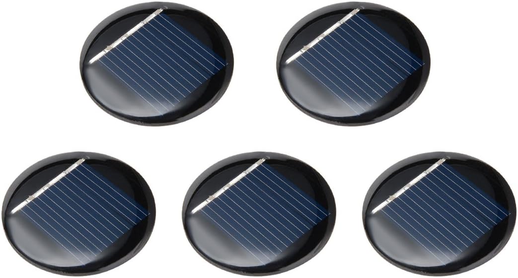 sourcingmap 5Pcs 2V 40mA Poly Mini Round Solar Cell Panel Module DIY for Light Toys Charger 36mm Diameter