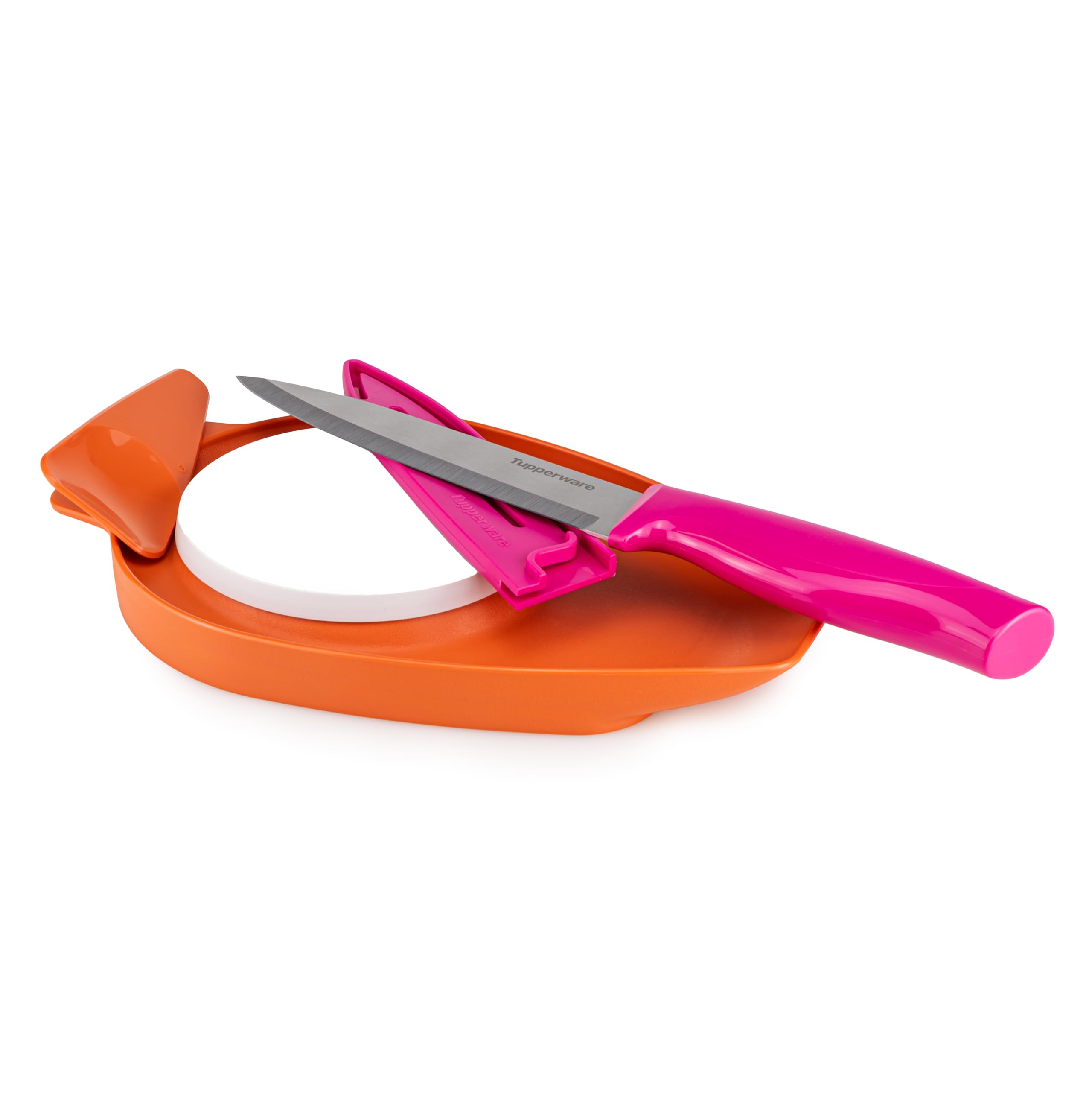 Tupperware Schneidebrett Mamsell mit Spachtel + Messer Lila Tapferes Helferlein Orange kleines Brettchen Obst Fleisch Gemüse schneiden (inkl. 1x Bio Saatgut), 1432-9