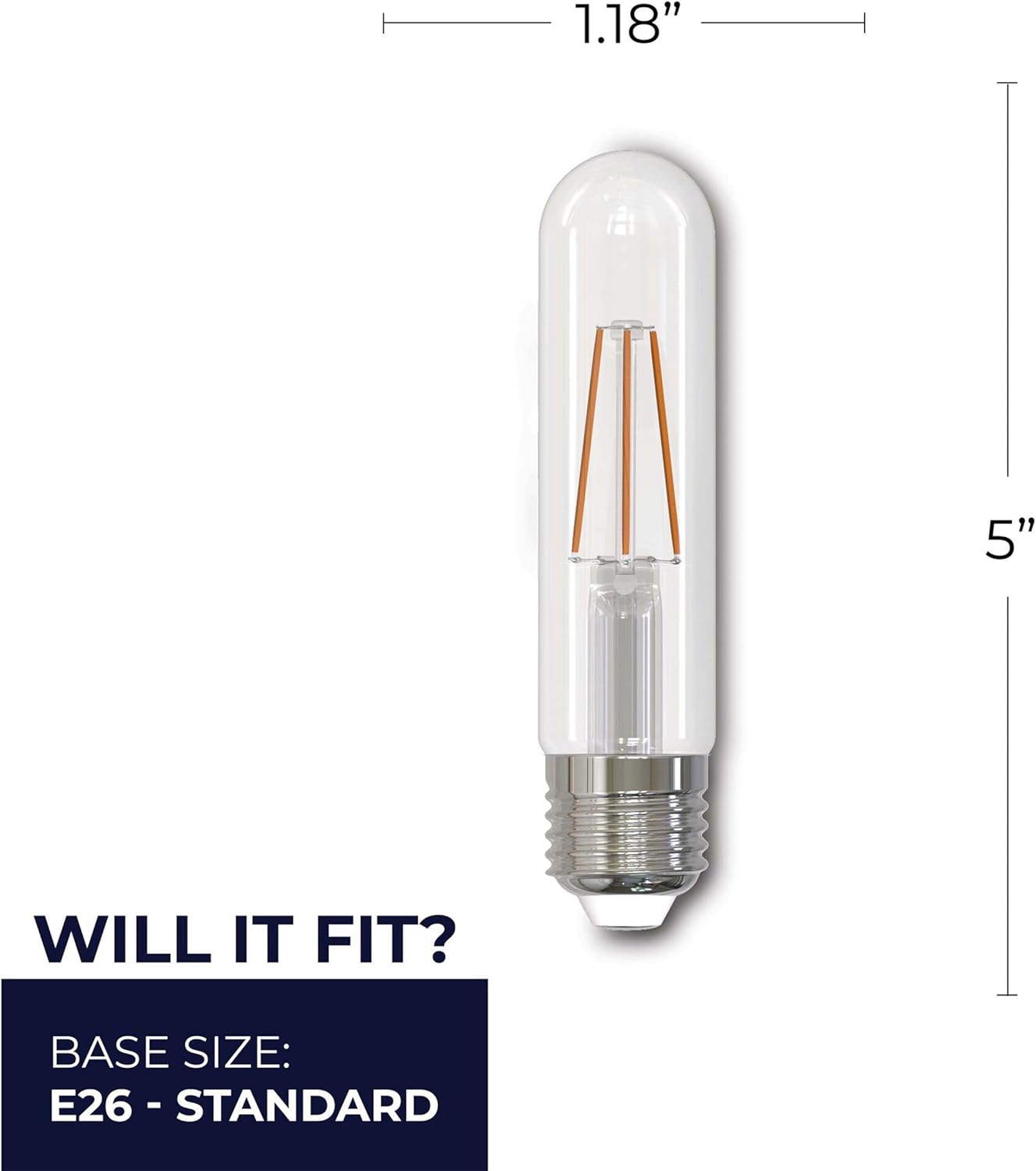 Bulbrite 776206 LED Filament T9 Light Bulb, 5.1W 2700k Warm White, Dimmable, E26 Base, Vintage Charm for Decorative Fixtures