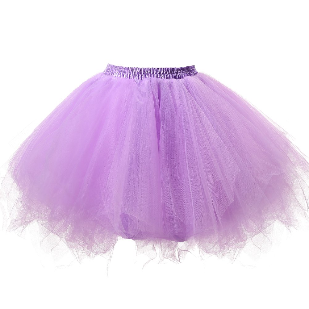 Honeystore Women's Lavender Short Vintage Ballet Bubble Puffy Tutu Petticoat Skirt (Size: One Size)