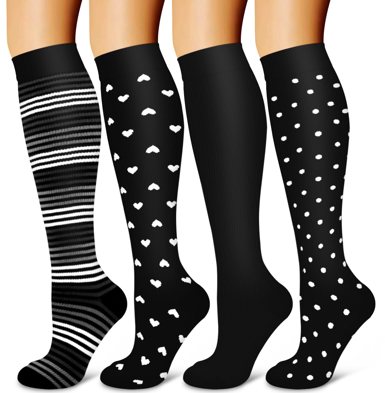 Laite Hebe 4 Pairs-Compression Socks for Women&amp;Men Circulation-Best Support for Nurses,Running,Athletic