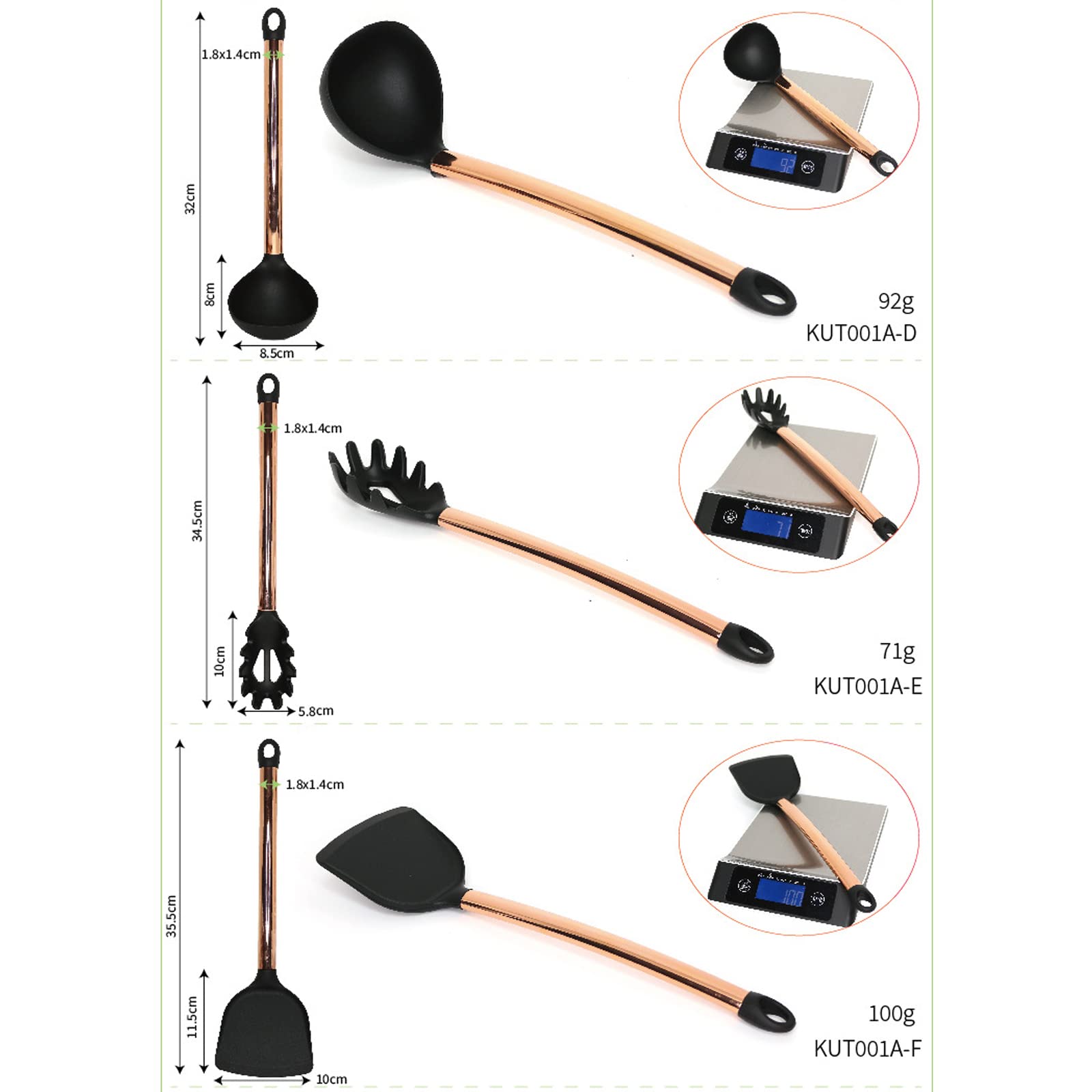 Kochutensilien-Set, Edelstahlgriff, Schlitzlöffel, Pfannenwender, Küchenhelfer, Besteck-Set