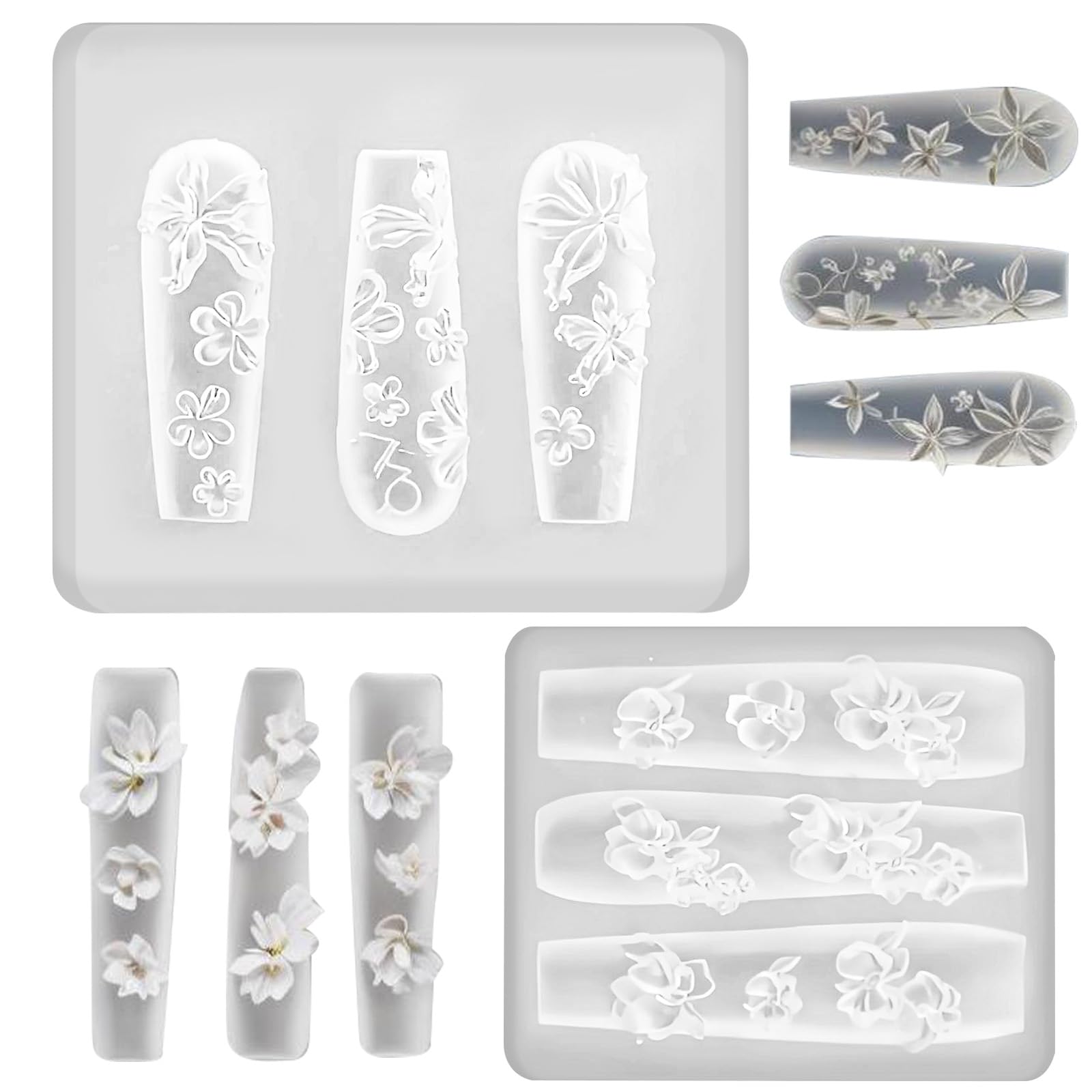 2 pezzi stampi in silicone per nail art a forma di fiore, simpatici stampi in silicone per nail art, strumenti per ciondoli, squisiti modelli di decorazioni per le donne, creazione di stampi per