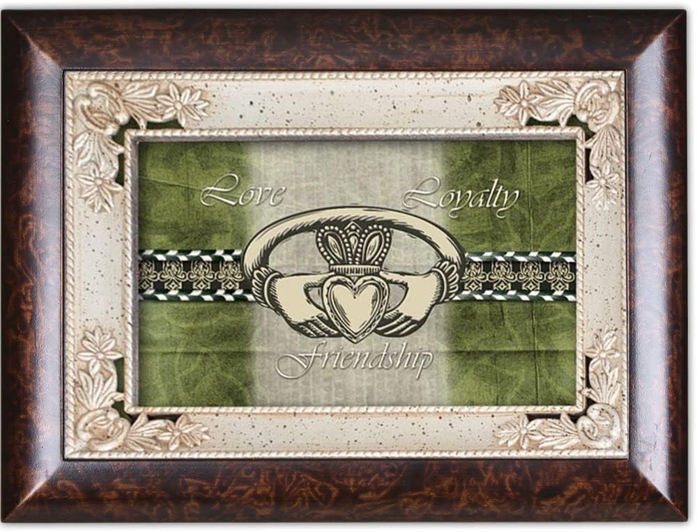 Love Loyalty Friendship Claddagh Burlwood Jewelry Music Box Plays Irish Eyes - Image 2