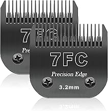 Replacement Blade for Dog Grooming, Compatible with Heiniger/Moser Max45/Andis/Oster A5/Wahl 10KM Series Dog Clippers, Size 7F 1/8 Inch (3.2 mm) Cutting Length, 2 Units, Black