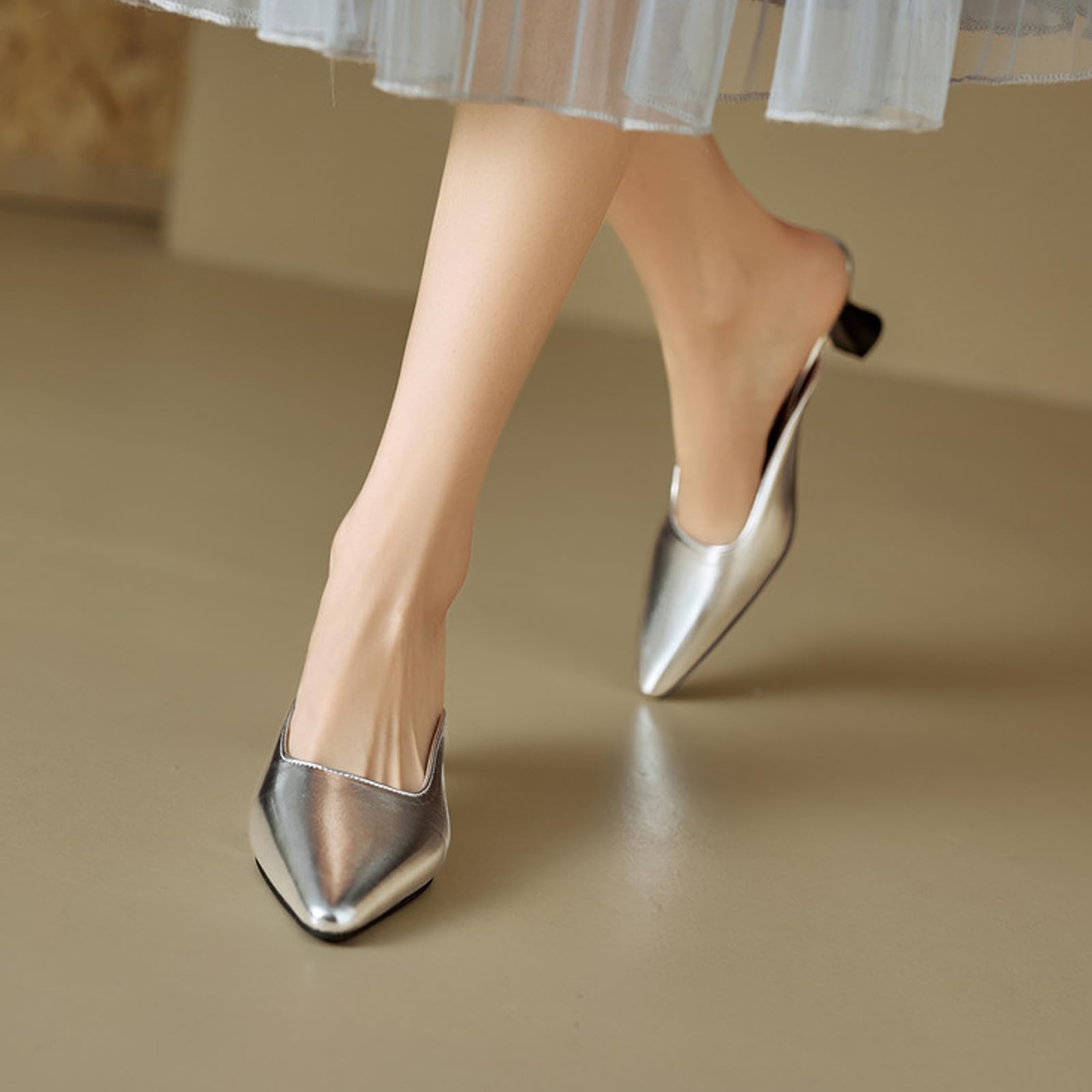Sabot Punta Chiusa Donna Punta Stretta Tacco Alto 6cm Sandali | Tacco Grosso Per Equilibrio, Ampia Punta Chiusa, Profilo Tallone Scoperto Elegante, Stile Europeo Chic