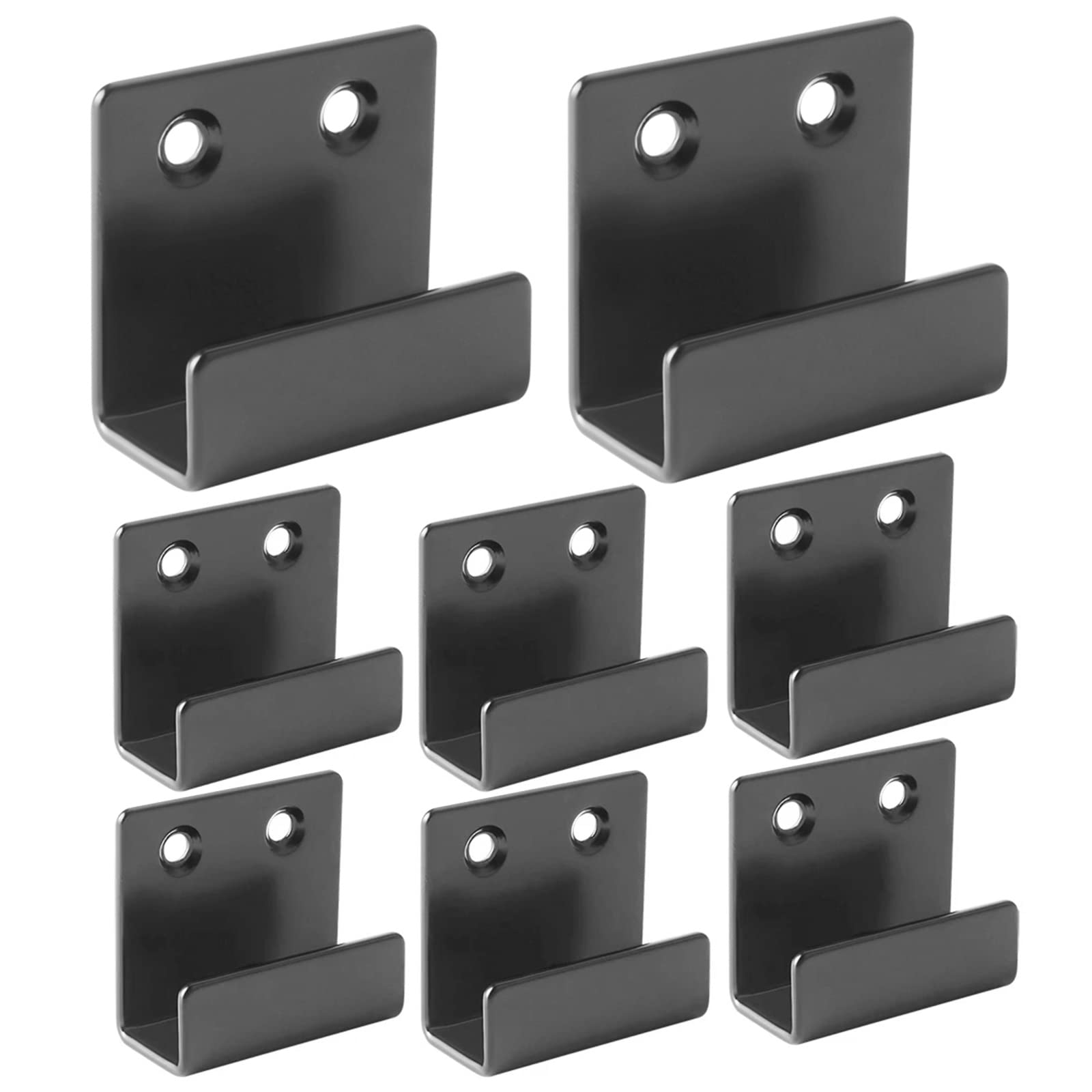 TWSOUL Stainless Steel Picture Rail Hooks,Mirror Fixings Hooks Heavy Duty Garage Hooks U Brackets for Ceramic Tile Display Mirror,Hanging Picture, Ceramic, Bathroom, Kitchen (Black, 20mm)