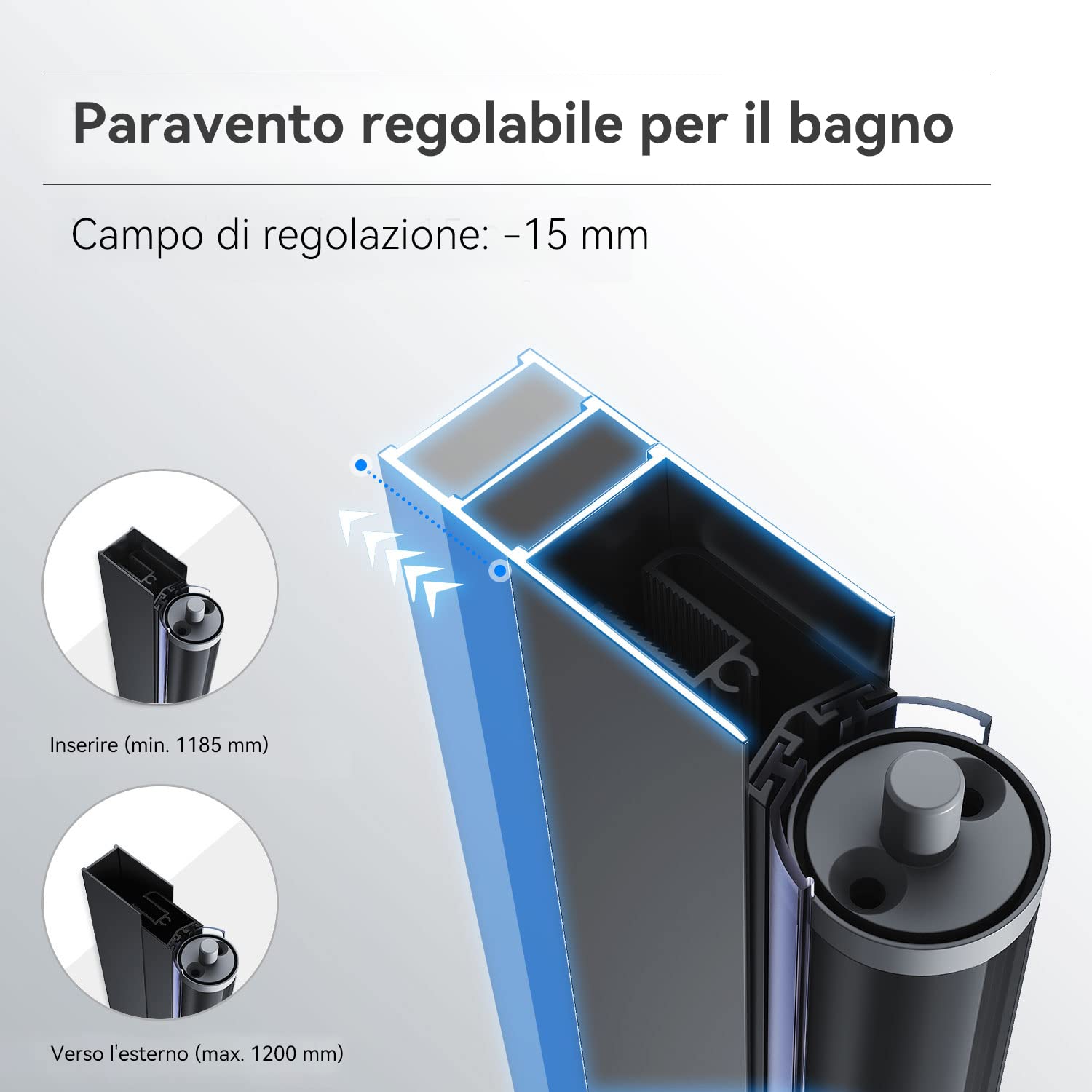 SONNI Parete Vasca da Bagno Doccia Griglia Nera,Parete Vasca da Bagno Moderna Pieghevole 180° Vetro 6mm Trasparente Temperato 80x140cm