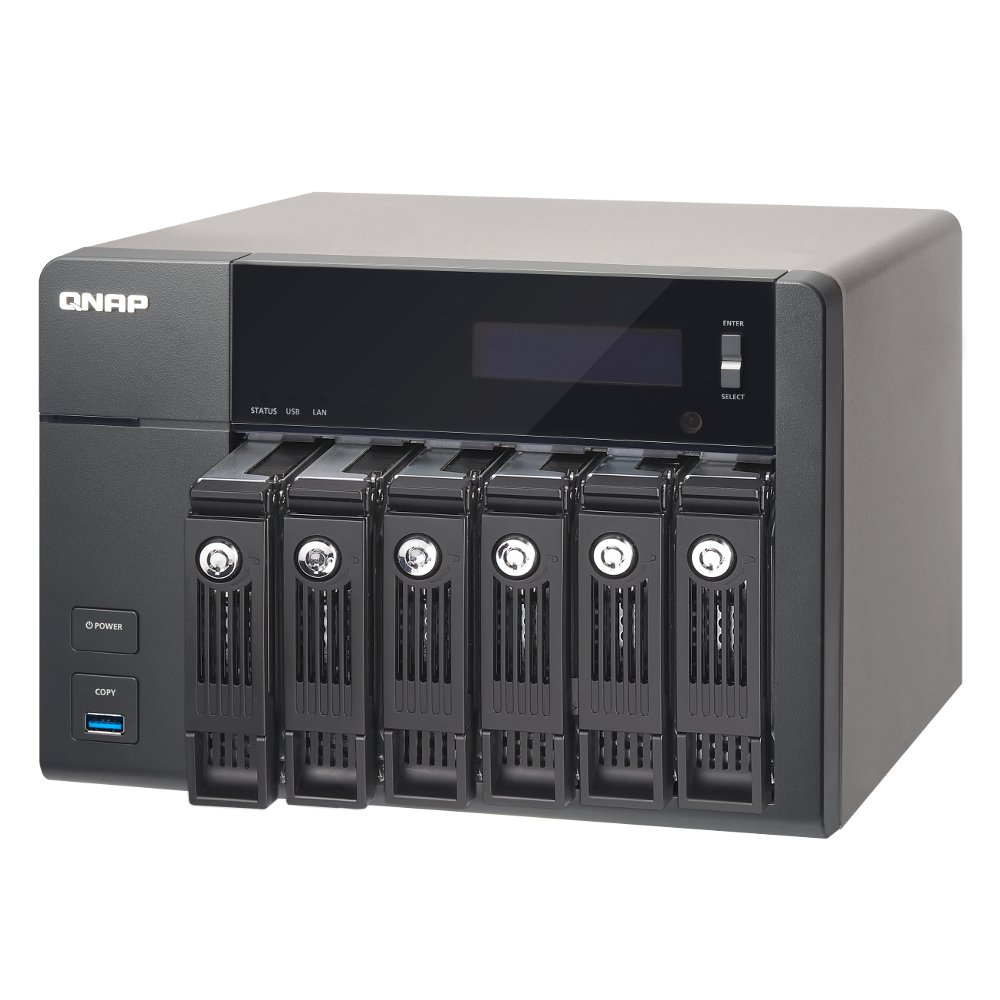 QNAP TS-653 Pro-8G - Serveur de Stockage en Réseau NAS pour 6 Disques Durs, Processeur Quad Core Intel Celeron 2.0GHz, 8Go RAM, 4 Ports Gbe LAN, USB 3.0, HDMI, Châssis Vide