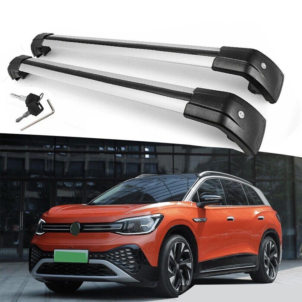 YHELI 2Pcs Fits for Volkswagen VW ID.6 2021 2022 2023 Roof Rail Cross Bar Crossbars Carrier, silver&black, nfbd38
