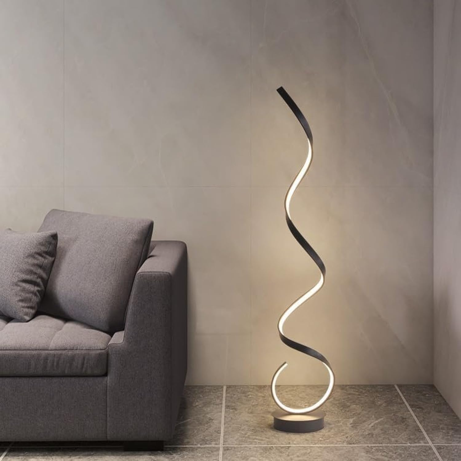 LED Arc Floor Lamp - Nordic Creative Design, Modern Simple Floor Lamp for Living Room, Bedroom, Study Room, Energy Efficiency Class A++ (Black)