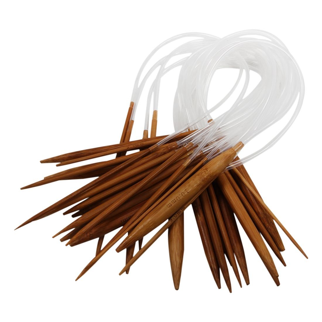 Sankaka 18 Pairs 16" (40cm) Circular Carbonized Bamboo Knitting Kits Needles Set (2.0mm - 10.0mm)
