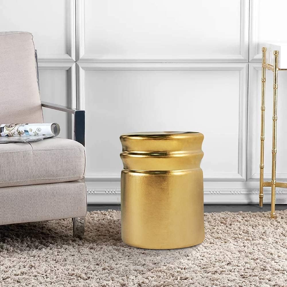 MOTINI Heavy Duty Yellow Ceramic Garden Stool for Indoor Outdoor Decorative Accent Side Table Castle Garden Collection, 17" H Plated Gold : Patio, Lawn & Garden