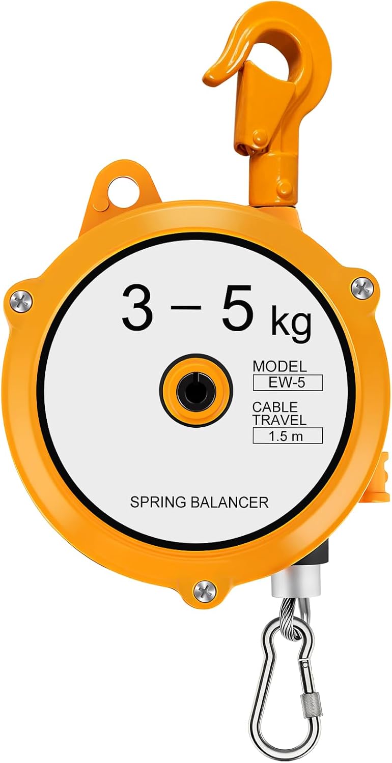 Spring Balancer, 20-33 lbs(9-15kg) Retractable Balancer with 5 Ft Long Wire Rope and Hook,Adjustable Balancer Retractor Hanging Holding Equipment