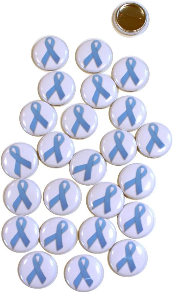 Blue Awareness Ribbon Pinback Buttons - 1 Inch Round - 25 Pack