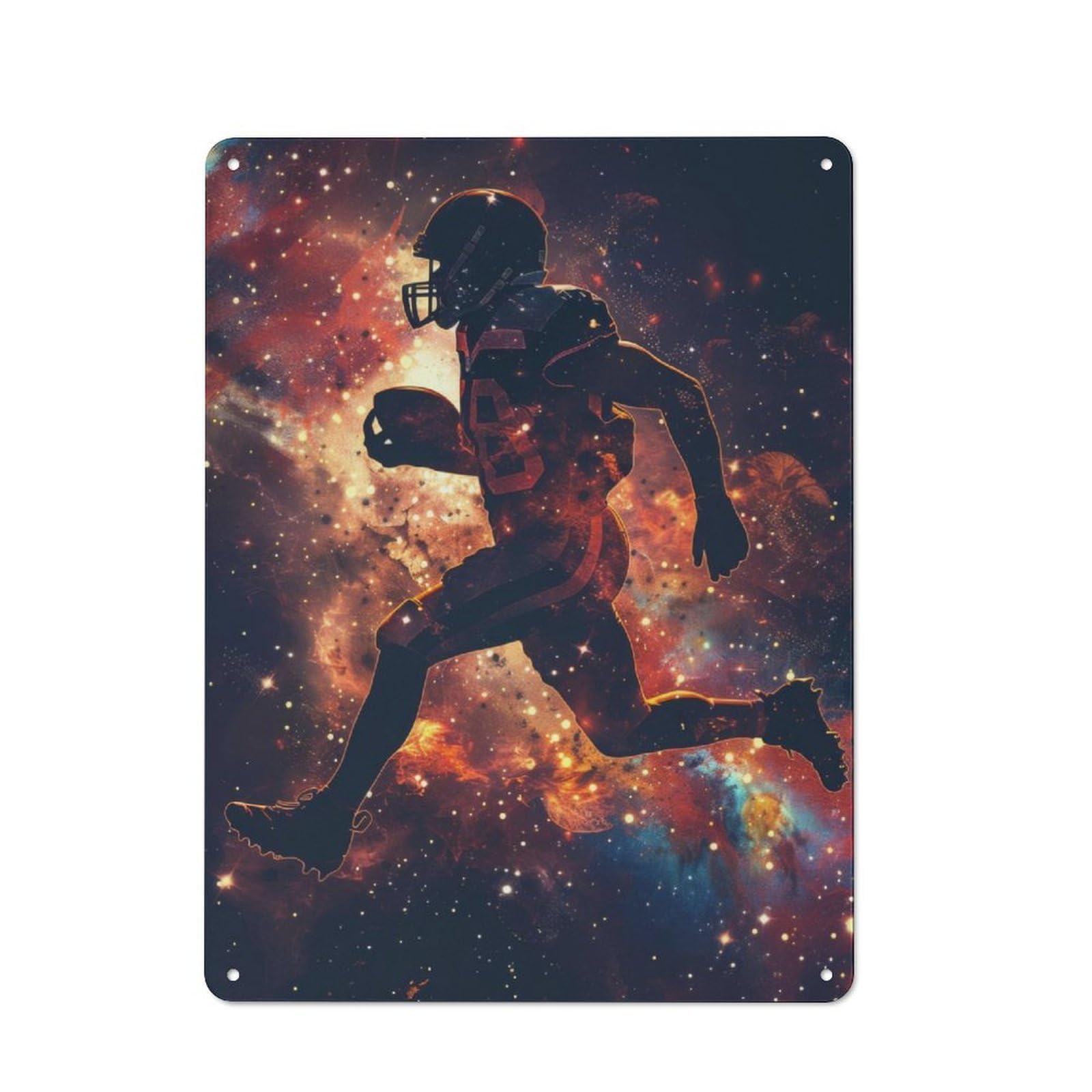 Junmoney Rugby Galaxy Silhouette Metal Wall Sign 40X30cm Featuring For Café Or Restaurant, For Vintage Wall Decor Fans, For Metal Sign Collectors
