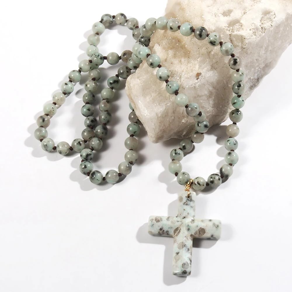 Yomisa Boho Necklaces for Women/Men Trendy,32/35/36 Inch Natural Stone Beaded Long Pendant Necklaces for Womens,Handmade Bohemian Fashion Chakra Chunky Statement Charm Necklace Jewelry Gift